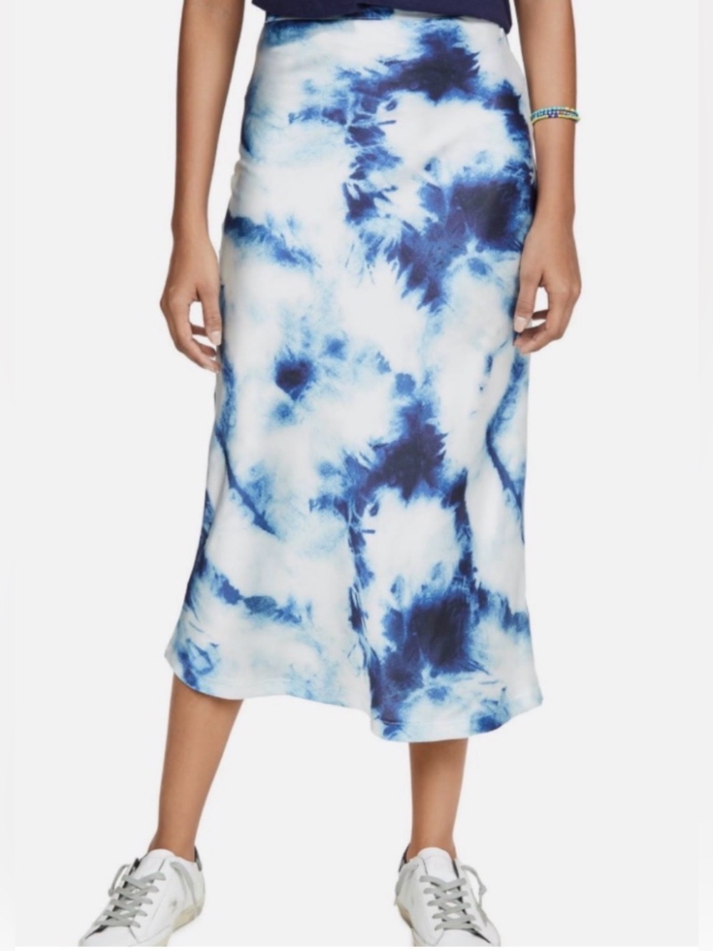 Blue Tie-Dye Midi Skirt